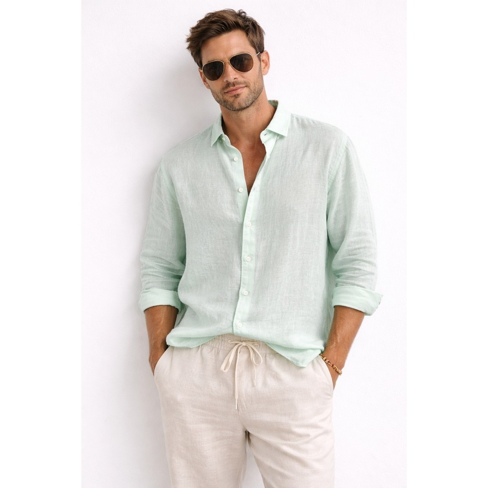 Daniel Cremieux French Linen Resortwear Vacation Shirt 2XL Mint Green
